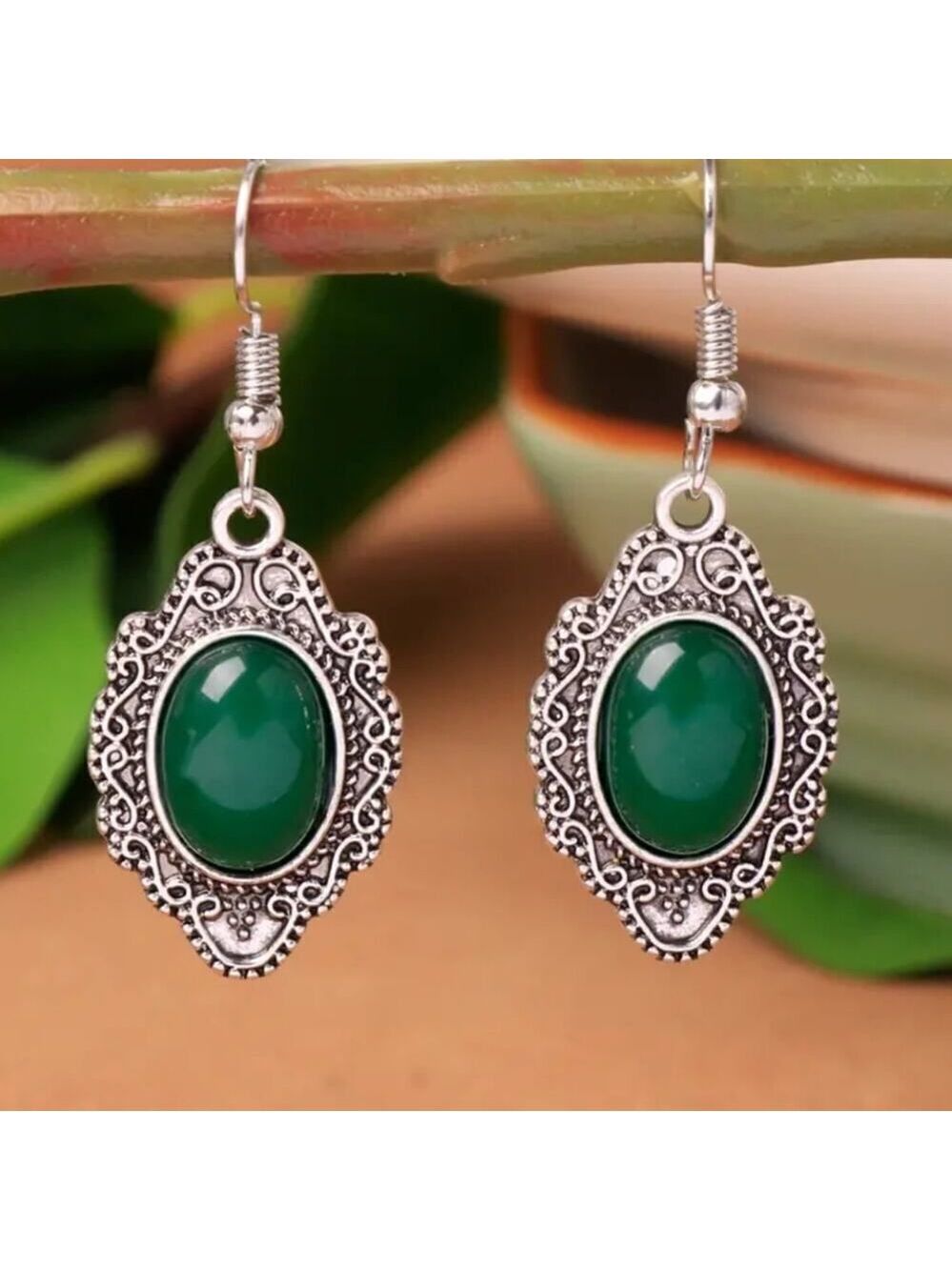Bohemian Style Green Earrings